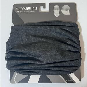 Zone In Multifactional Black Gaiter Neck Face Cover Mens / Womens NWT